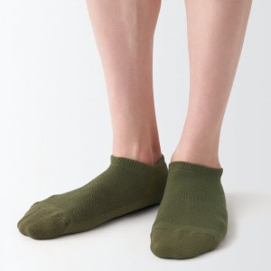 Muji Right Angle Pile Sneaker 23-30cm Socken Damen Grün | ZA4U8C65O