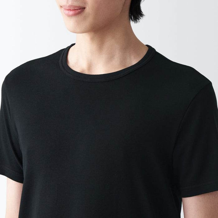 Muji Breathable Cotton Crew Neck Short Sleeve T-shirts Herren Schwarz | HR4P6P26V