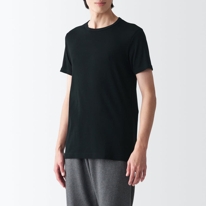 Muji Breathable Cotton Crew Neck Short Sleeve T-shirts Herren Schwarz | HR4P6P26V