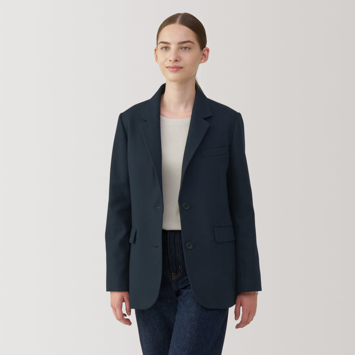 Muji Brushed Tailored Jacken Damen Navy | AQ0S9X85V