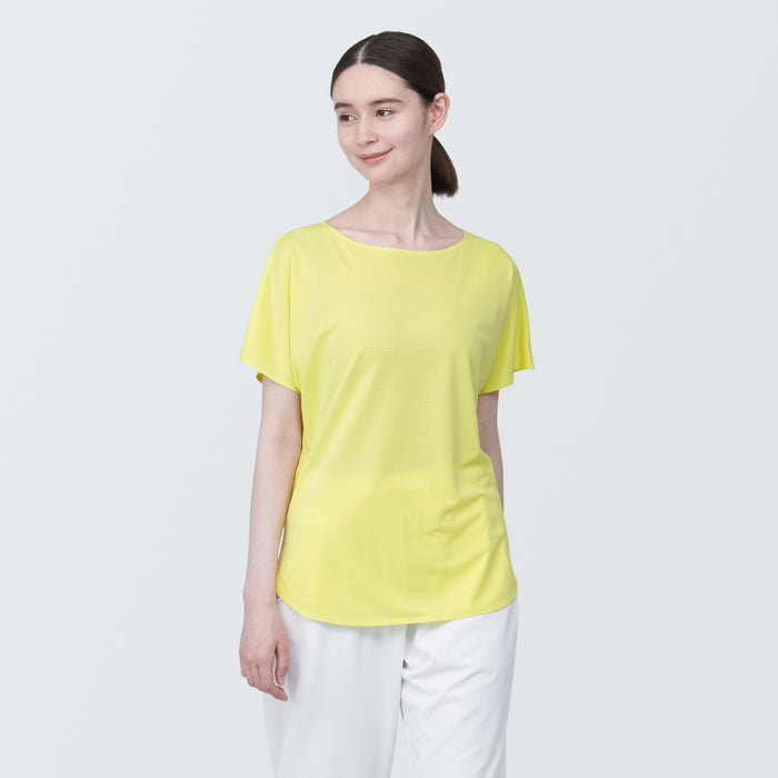 Muji Cool Touch Boat Neck Short Sleeve T-shirts Damen Gelb | EC9L6G13A