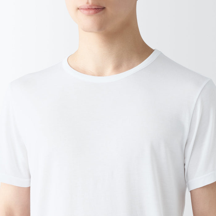 Muji Cool Touch Smooth Crew Neck Short Sleeve T-shirts Herren Blau | UP5U3A29G
