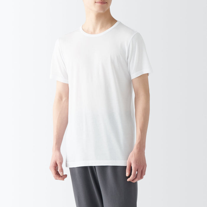 Muji Cool Touch Smooth Crew Neck Short Sleeve T-shirts Herren Blau | UP5U3A29G