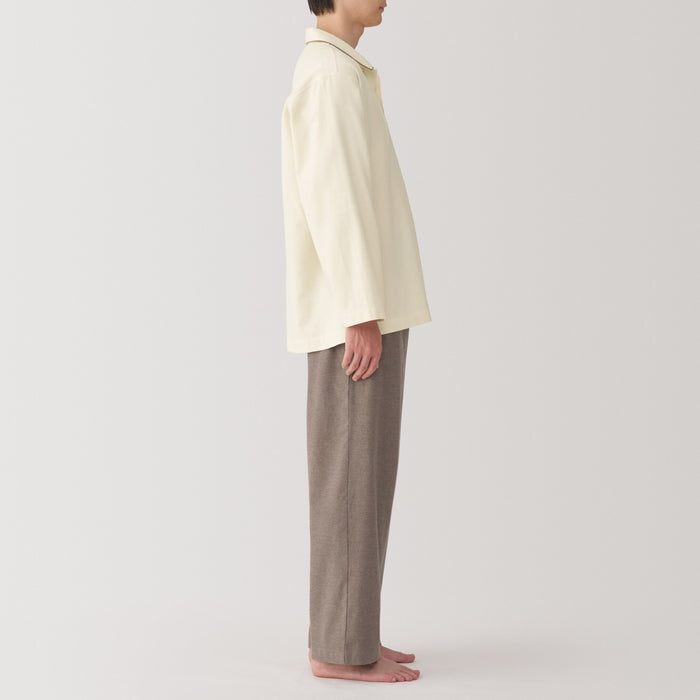Muji Flannel Skipper Pyjama Herren Weiß | DJ5I7I09F