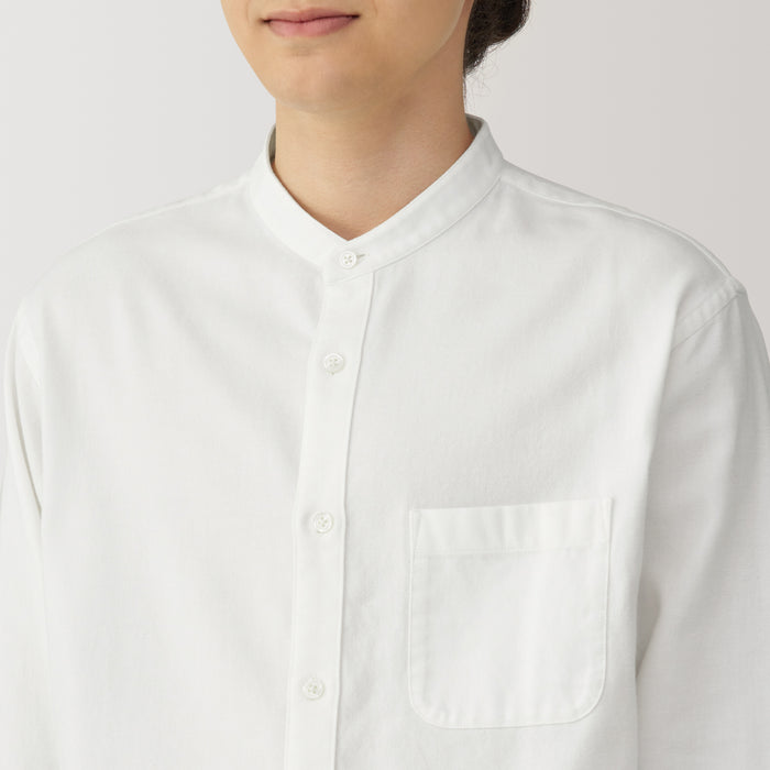 Muji Flannel Stand Collar Long Sleeve Hemd Herren Weiß | HZ1S1P01X
