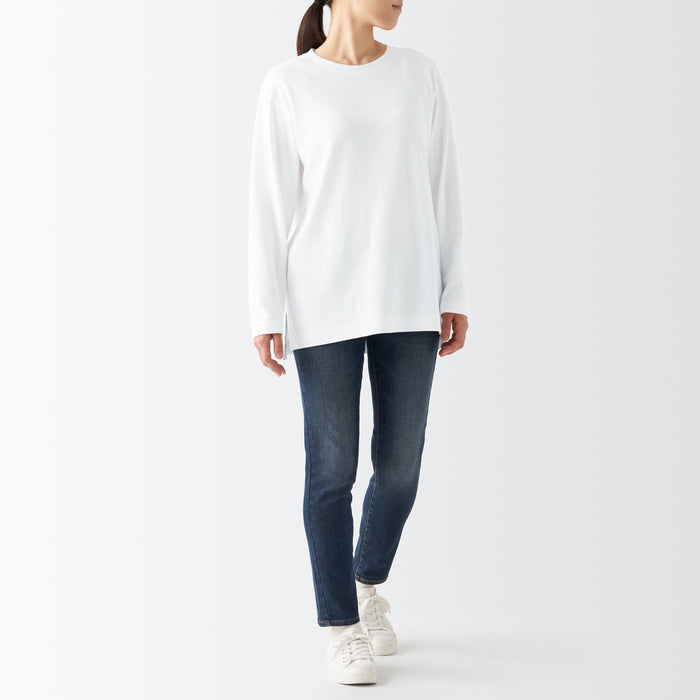 Muji Interlock Long Length L/S T-shirts Damen Weiß | MF1P1T64T