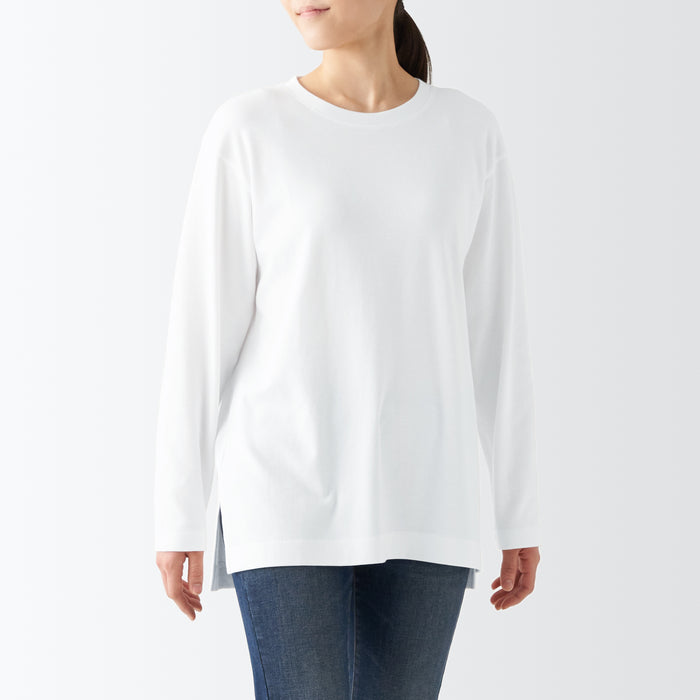 Muji Interlock Long Length L/S T-shirts Damen Weiß | MF1P1T64T