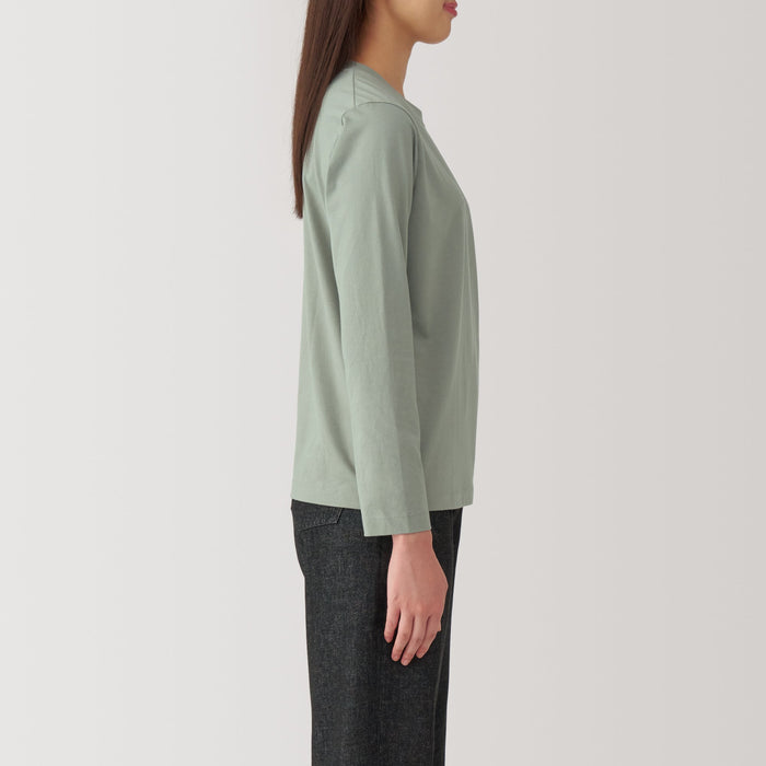 Muji Jersey Crew Neck Long Sleeve T-shirts Damen Grün | HJ8O7Z94K