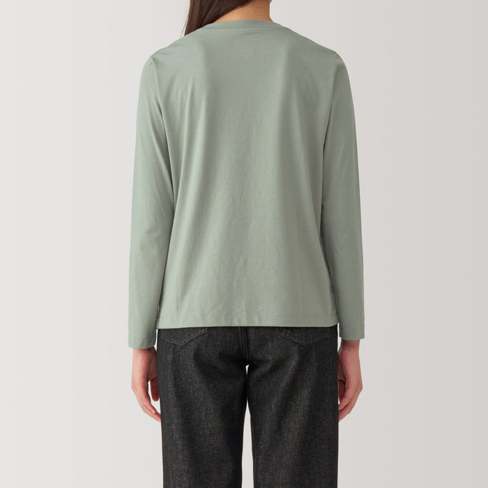 Muji Jersey Crew Neck Long Sleeve T-shirts Damen Grün | HJ8O7Z94K