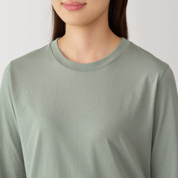 Muji Jersey Crew Neck Long Sleeve T-shirts Damen Grün | HJ8O7Z94K