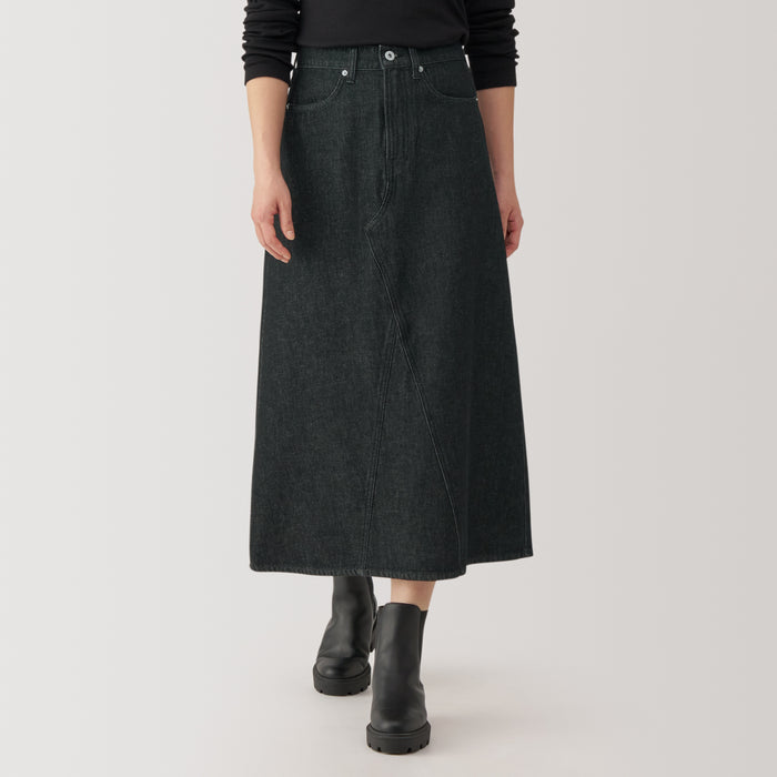 Muji Kapok Blend Denim A-Line Röcke Damen Schwarz | ZC9F8K72W