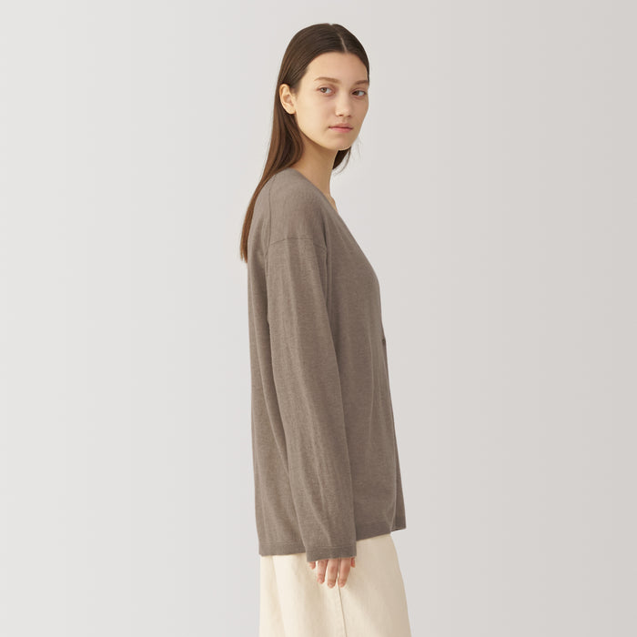 Muji Labo Natural Cashmere V Neck Strickjacke Damen Grau | CI7H0R73Q