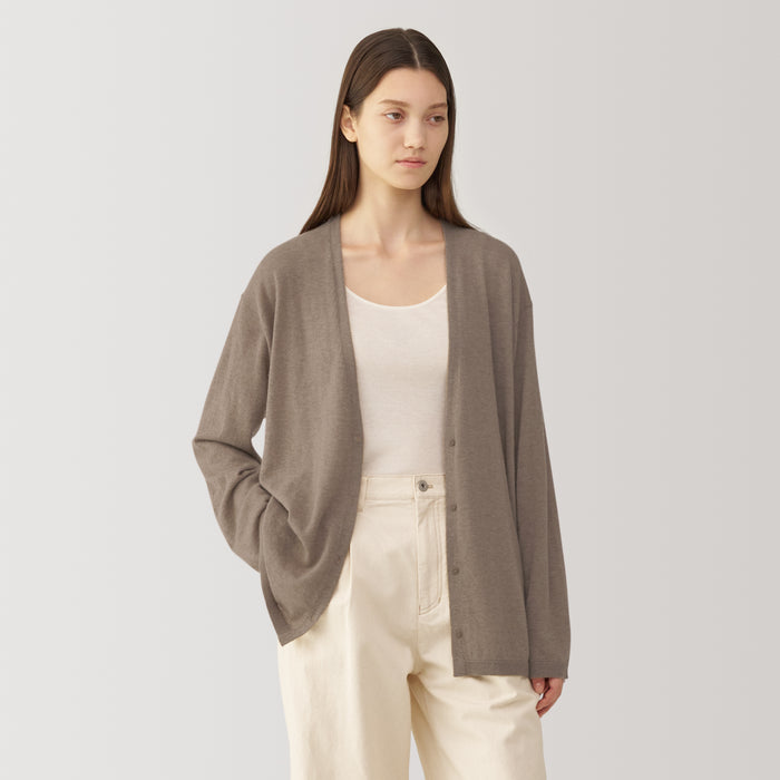 Muji Labo Natural Cashmere V Neck Strickjacke Damen Grau | CI7H0R73Q