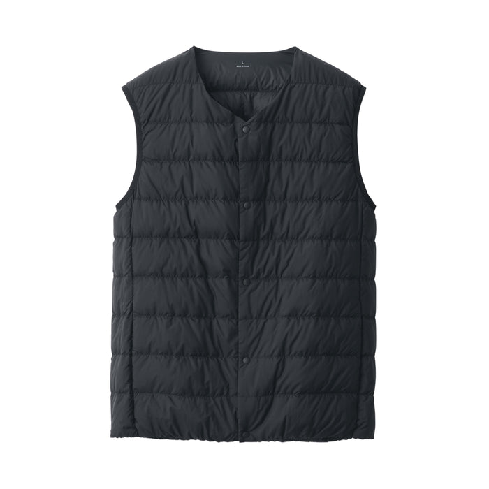 Muji Lightweight Down Collarless Weste Herren Schwarz | DX6D8G16X