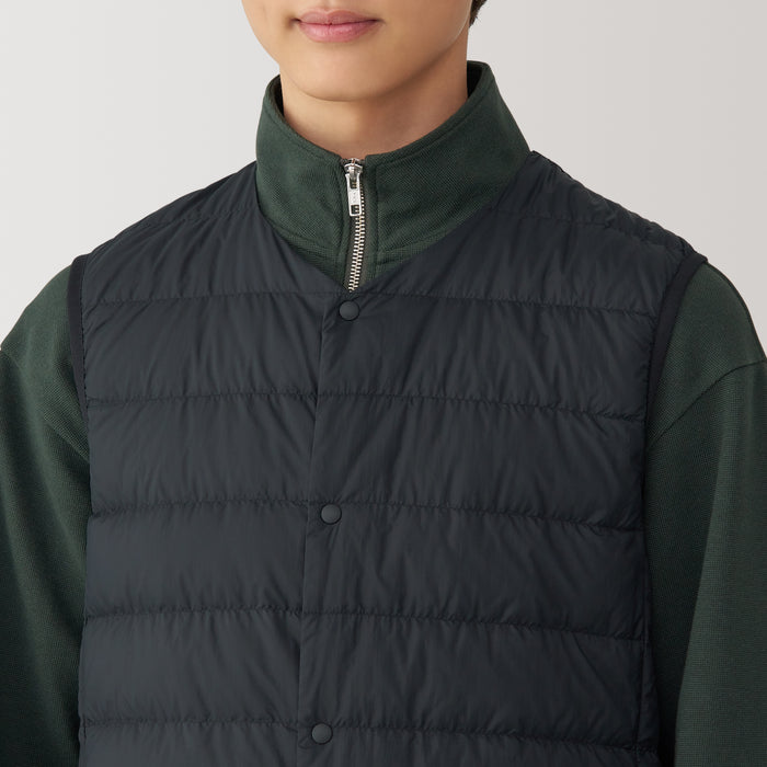 Muji Lightweight Down Collarless Weste Herren Schwarz | DX6D8G16X