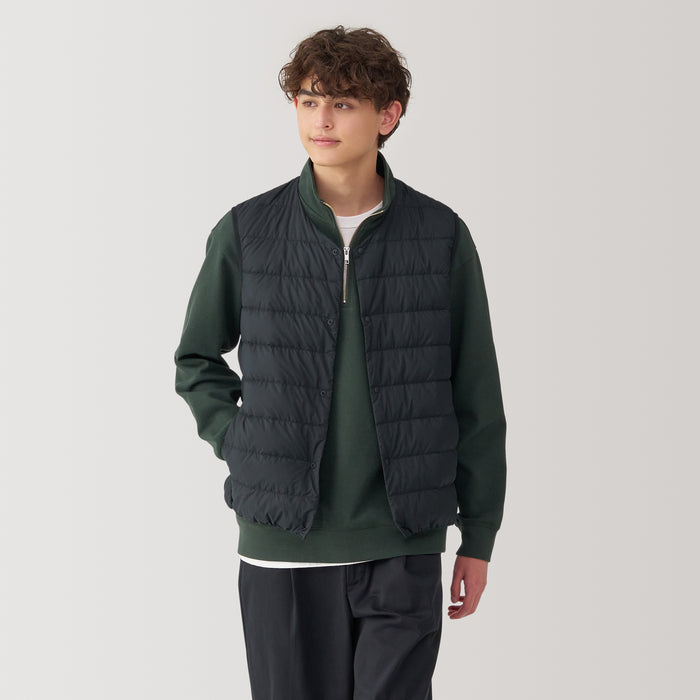 Muji Lightweight Down Collarless Weste Herren Schwarz | DX6D8G16X