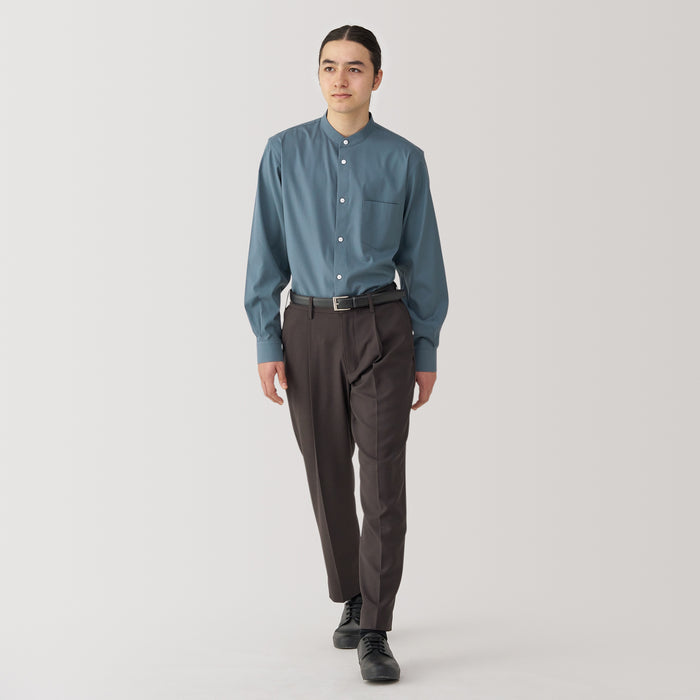 Muji Non-Iron Stand Collar Hemd Herren Blau | AL7W0U66S
