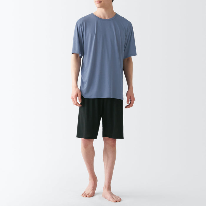 Muji Polyester Rayon Short Sleeve Loungewear Pyjama Herren Blau | UX9G4M82H