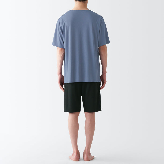 Muji Polyester Rayon Short Sleeve Loungewear Pyjama Herren Blau | UX9G4M82H