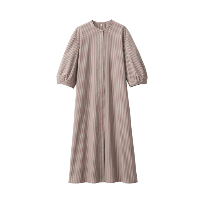 Muji Quick Dry Broadcloth 3/4 Sleeve Patterned Kleid Damen Grau | IA8H6C77Z