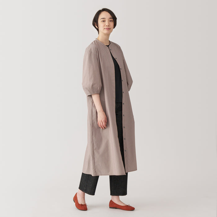 Muji Quick Dry Broadcloth 3/4 Sleeve Patterned Kleid Damen Grau | IA8H6C77Z