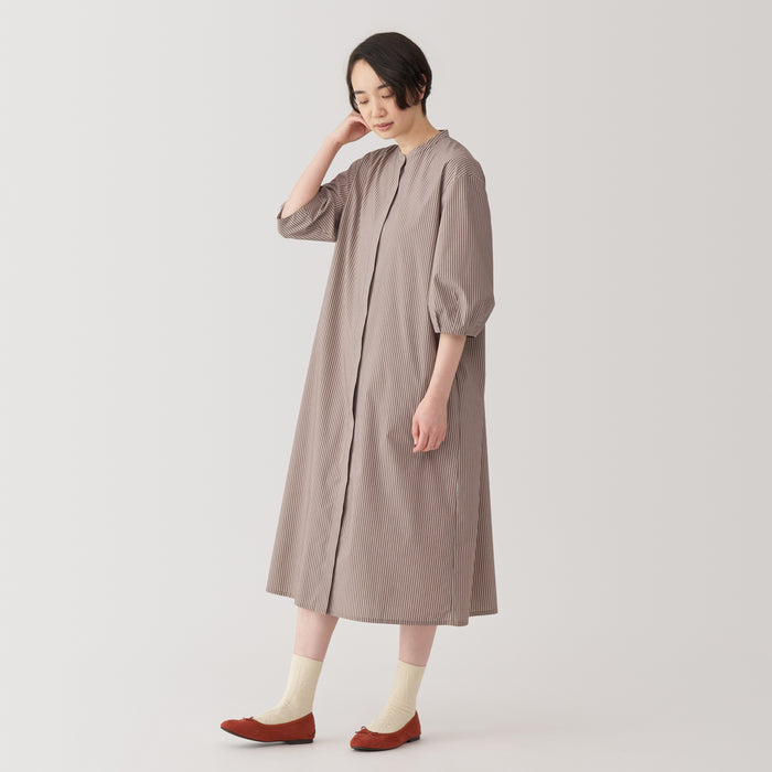 Muji Quick Dry Broadcloth 3/4 Sleeve Patterned Kleid Damen Grau | IA8H6C77Z