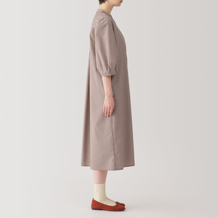 Muji Quick Dry Broadcloth 3/4 Sleeve Patterned Kleid Damen Grau | IA8H6C77Z