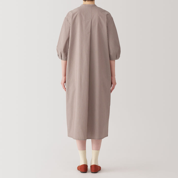 Muji Quick Dry Broadcloth 3/4 Sleeve Patterned Kleid Damen Grau | IA8H6C77Z