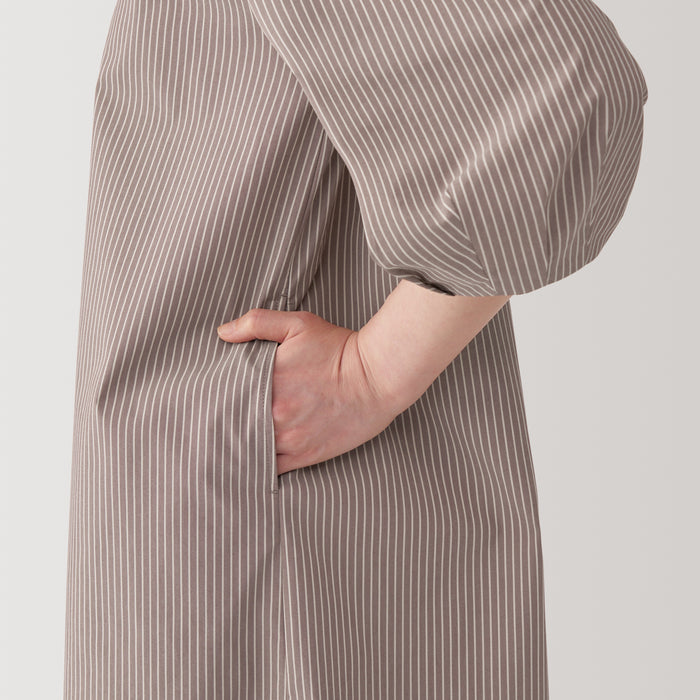 Muji Quick Dry Broadcloth 3/4 Sleeve Patterned Kleid Damen Grau | IA8H6C77Z