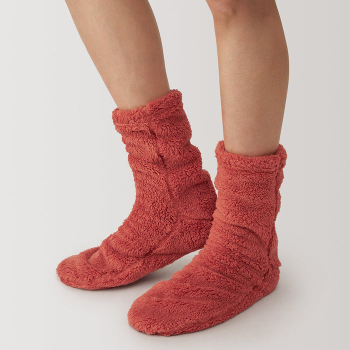 Muji Right Angle Boa Fleece Cozy Socken Damen Schwarz | DM4G2N70W