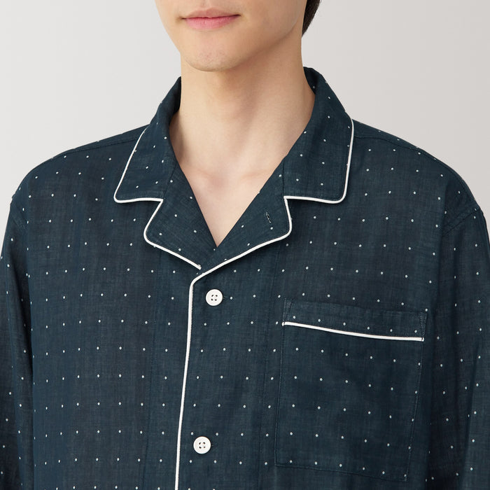 Muji Side Seamless Double Gauze Pyjama Damen Navy | GT7N0E86Q