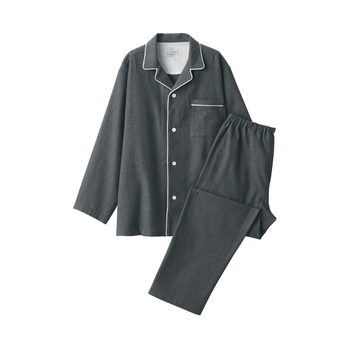 Muji Side Seamless Flannel Pyjama Herren Schwarz | DB6P3M14D