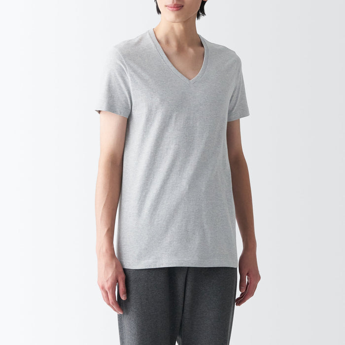Muji Side Seamless Jersey V-Neck Short Sleeve T-shirts Herren Grau | JW9W5B45Y
