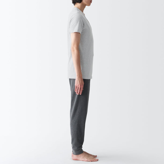 Muji Side Seamless Jersey V-Neck Short Sleeve T-shirts Herren Grau | JW9W5B45Y
