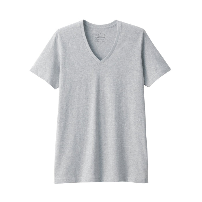 Muji Side Seamless Jersey V Neck Short Sleeve T-shirts Herren Grau | GJ9V3I15P