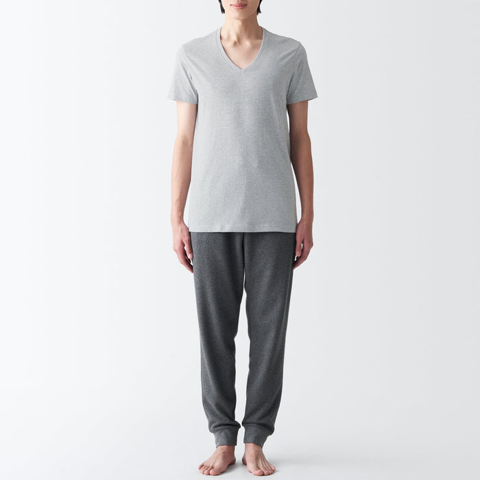 Muji Side Seamless Jersey V Neck Short Sleeve T-shirts Herren Grau | GJ9V3I15P