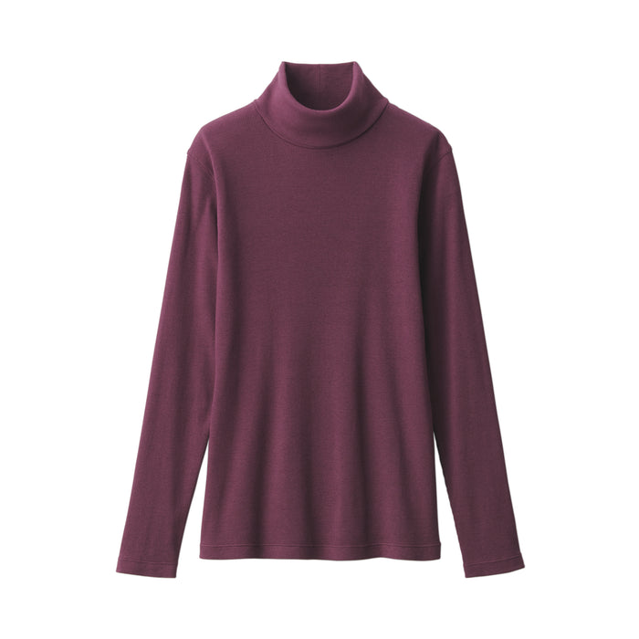 Muji Soy Fiber Blend Ribbed Turtleneck Long Sleeve T-shirts Damen Lila | LM8Y2P50T