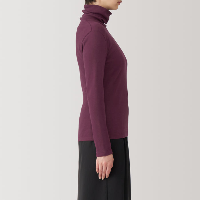 Muji Soy Fiber Blend Ribbed Turtleneck Long Sleeve T-shirts Damen Lila | LM8Y2P50T