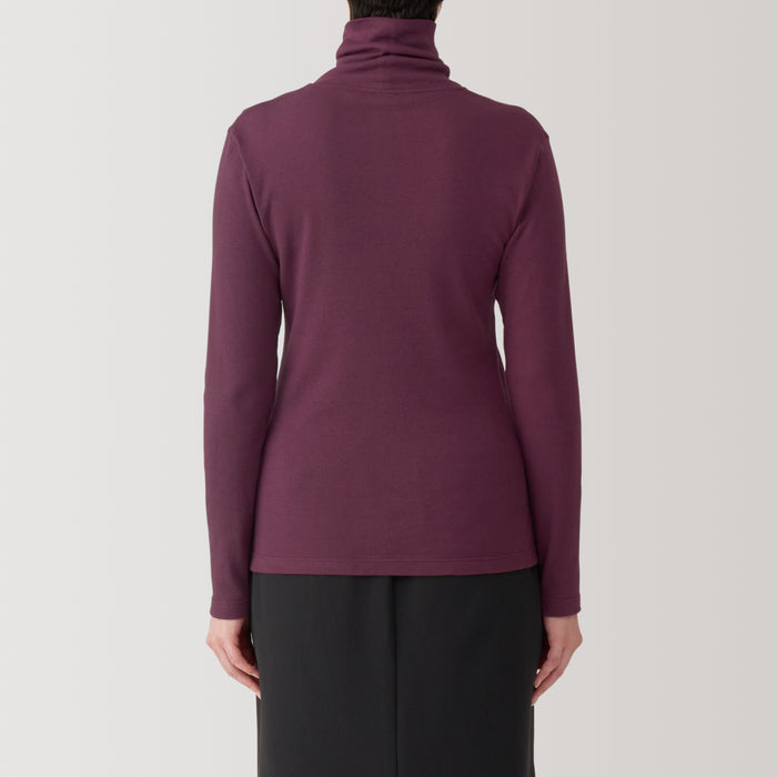 Muji Soy Fiber Blend Ribbed Turtleneck Long Sleeve T-shirts Damen Lila | LM8Y2P50T
