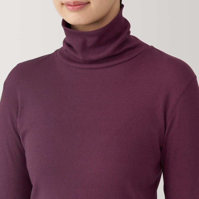 Muji Soy Fiber Blend Ribbed Turtleneck Long Sleeve T-shirts Damen Lila | LM8Y2P50T