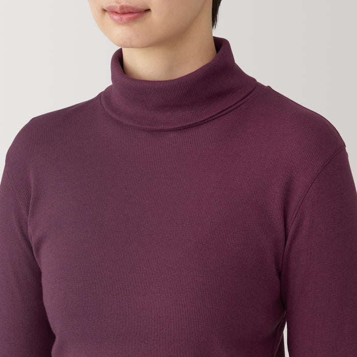 Muji Soy Fiber Blend Ribbed Turtleneck Long Sleeve T-shirts Damen Lila | LM8Y2P50T