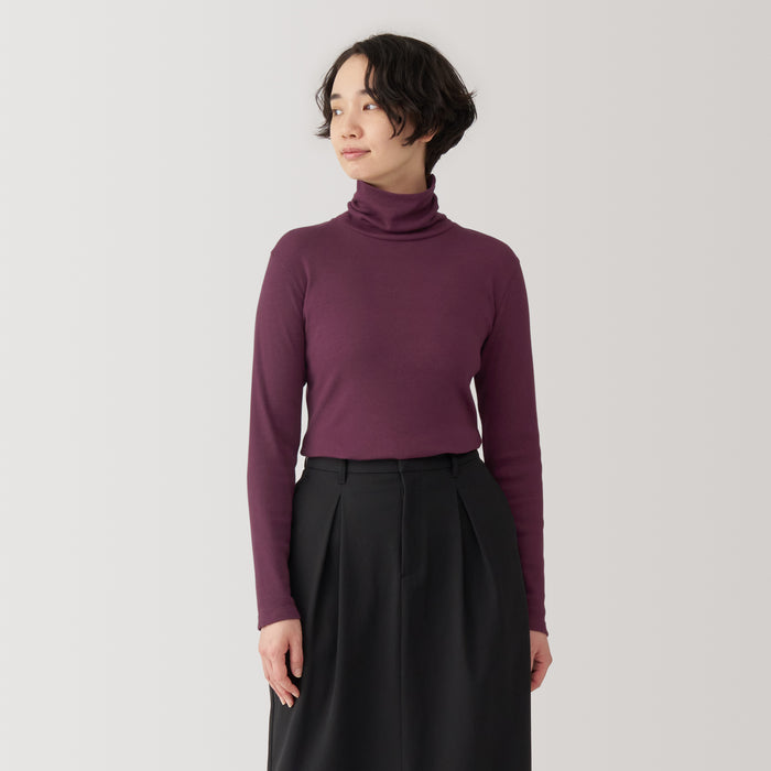 Muji Soy Fiber Blend Ribbed Turtleneck Long Sleeve T-shirts Damen Lila | LM8Y2P50T