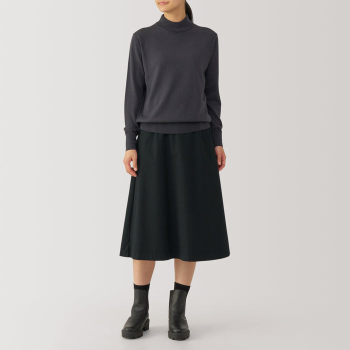 Muji Stretch Brushed Flared Röcke Damen Schwarz | YD3U3V58H