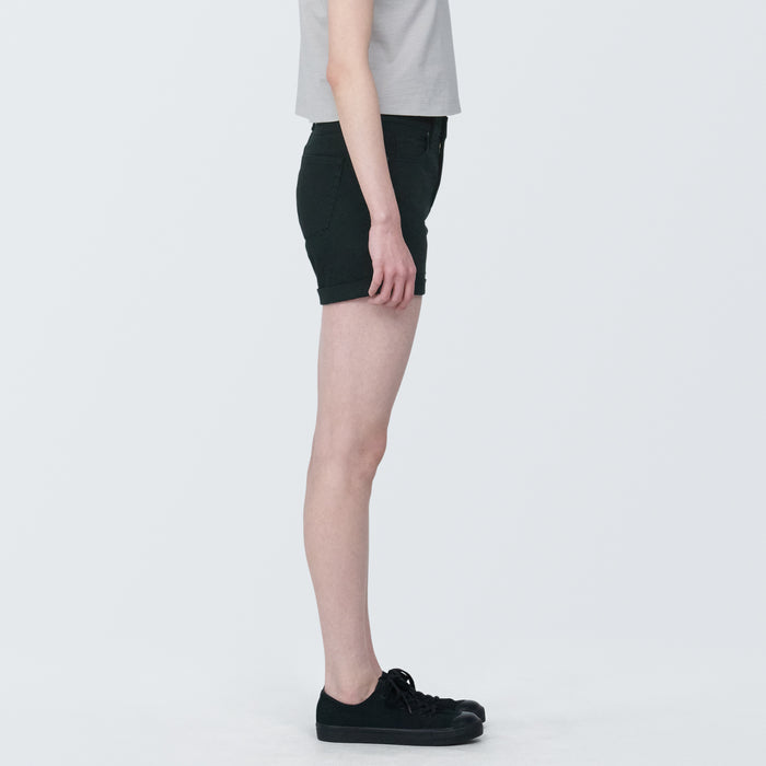 Muji Super Stretchy Denim Kurze Hose Damen Schwarz | YS4R0V44C