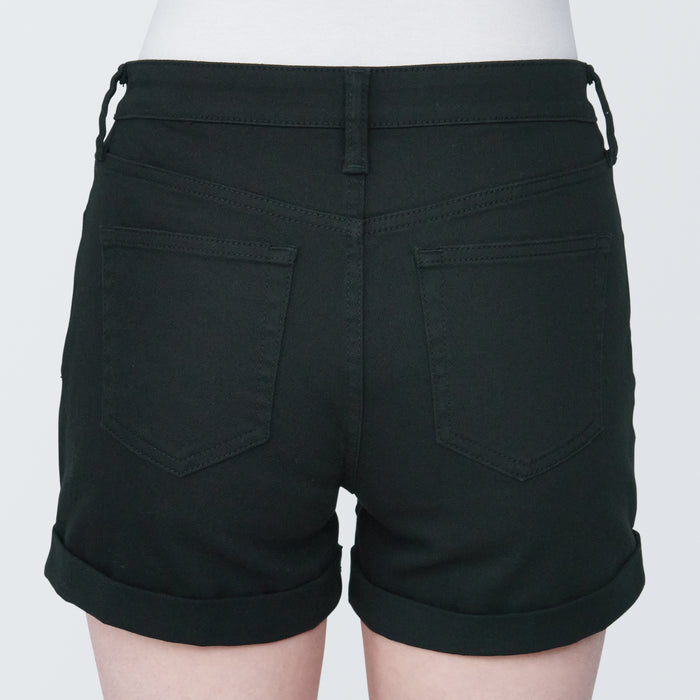 Muji Super Stretchy Denim Kurze Hose Damen Schwarz | YS4R0V44C