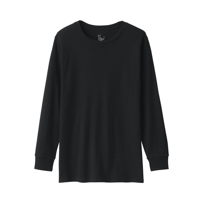 Muji Warm Crew Neck Long Sleeve T-shirts Herren Schwarz | RX3X0L11Z