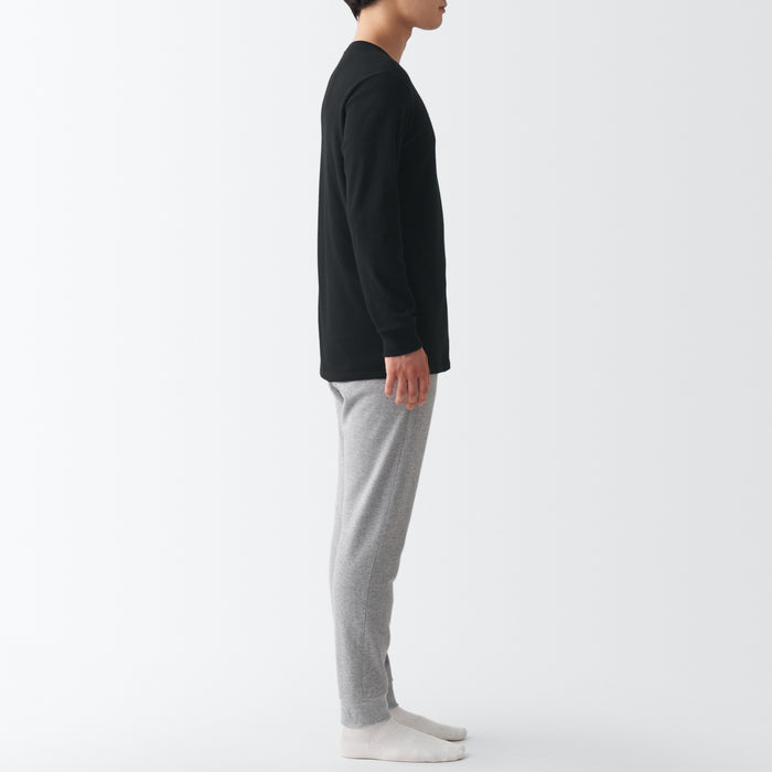 Muji Warm Crew Neck Long Sleeve T-shirts Herren Schwarz | RX3X0L11Z