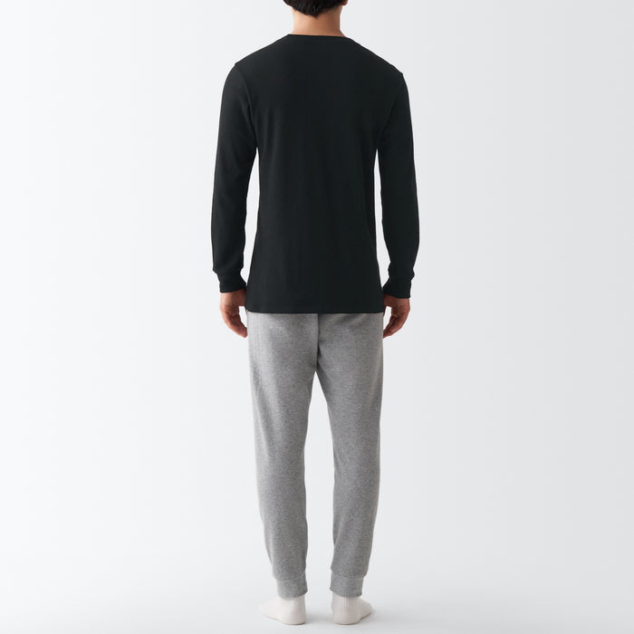 Muji Warm Crew Neck Long Sleeve T-shirts Herren Schwarz | RX3X0L11Z