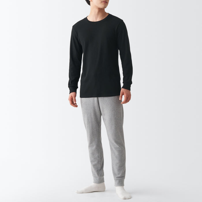 Muji Warm Crew Neck Long Sleeve T-shirts Herren Schwarz | RX3X0L11Z