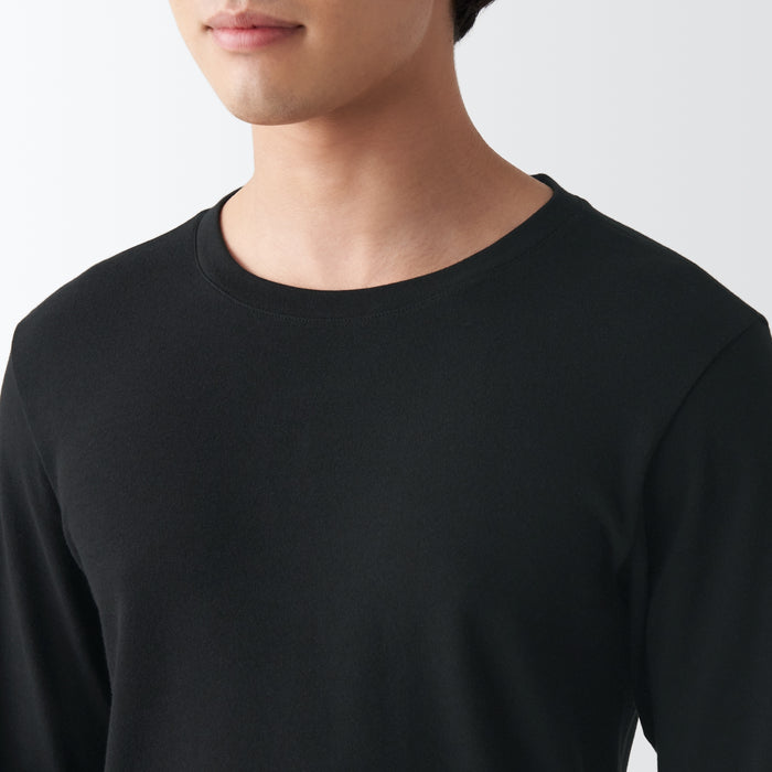 Muji Warm Crew Neck Long Sleeve T-shirts Herren Schwarz | RX3X0L11Z